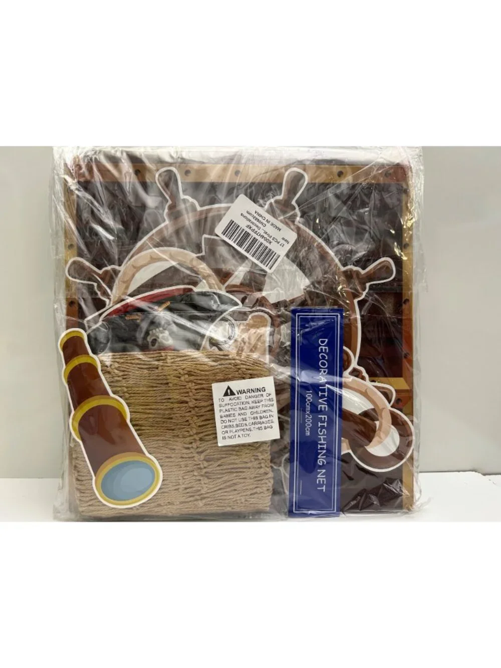 17-Piece Pirate-Themed Party Decorations Set With Decorative Fishing Net New NIB